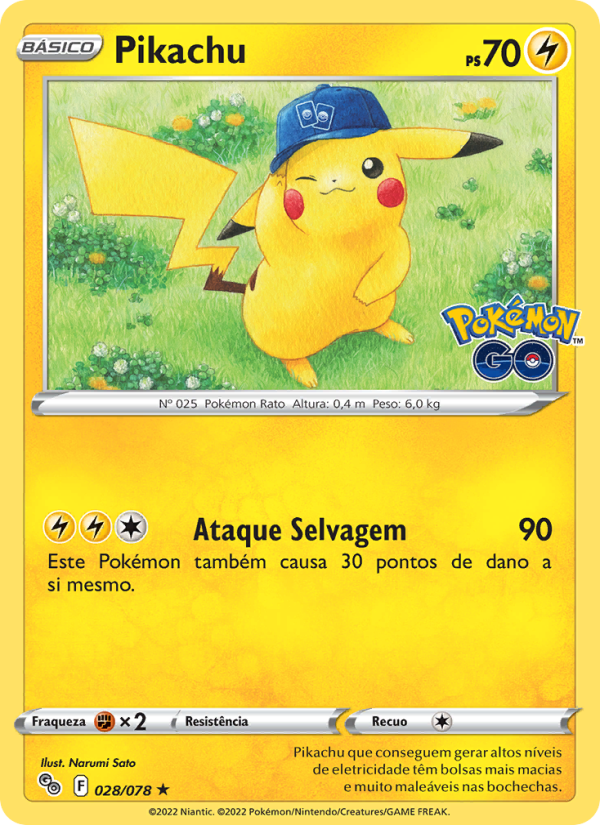 Pikachu 028 — Pokémon GO (Portuguese Pokémon TCG card)
