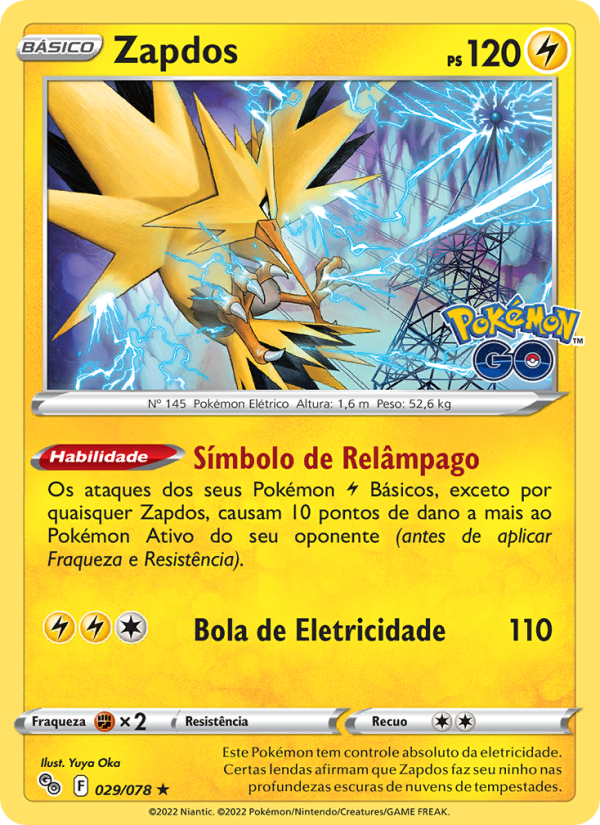 Zapdos 029 — Pokémon GO (Portuguese Pokémon TCG card)