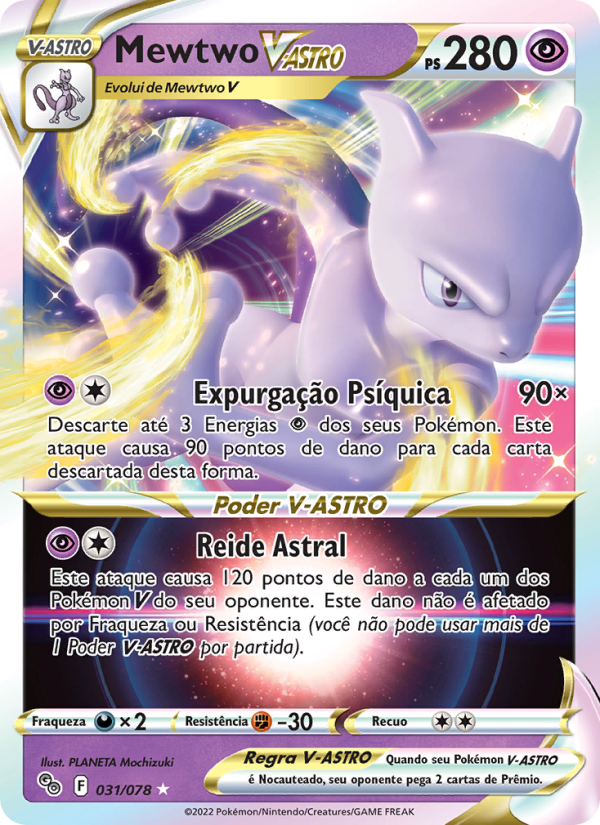 Mewtwo V-ASTRO 031 — Pokémon GO (Portuguese Pokémon TCG card)