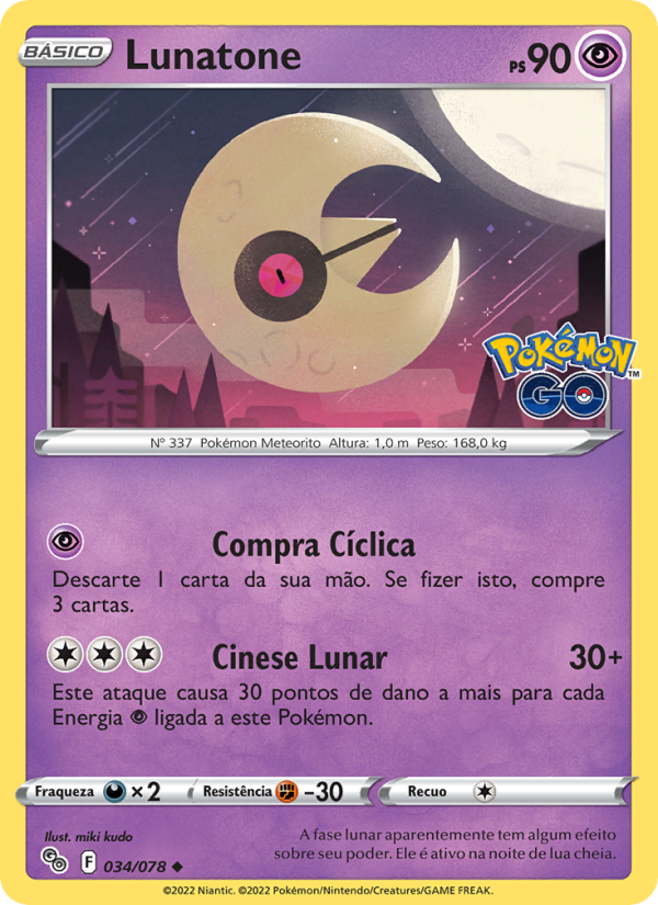 Lunatone 034 — Pokémon GO (Portuguese Pokémon TCG card)