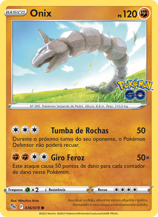 Onix 036 — Pokémon GO (Portuguese Pokémon TCG card)