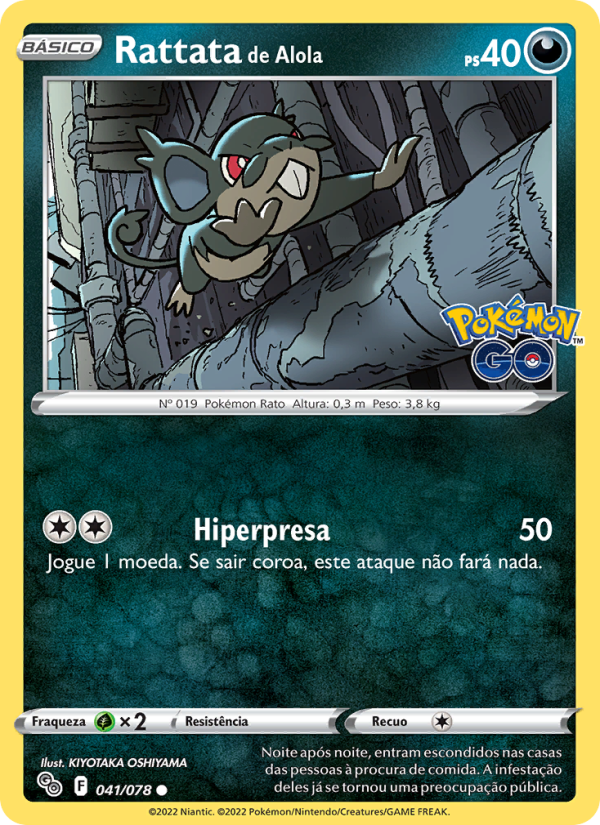 Rattata de Alola 041 — Pokémon GO (Portuguese Pokémon TCG card)