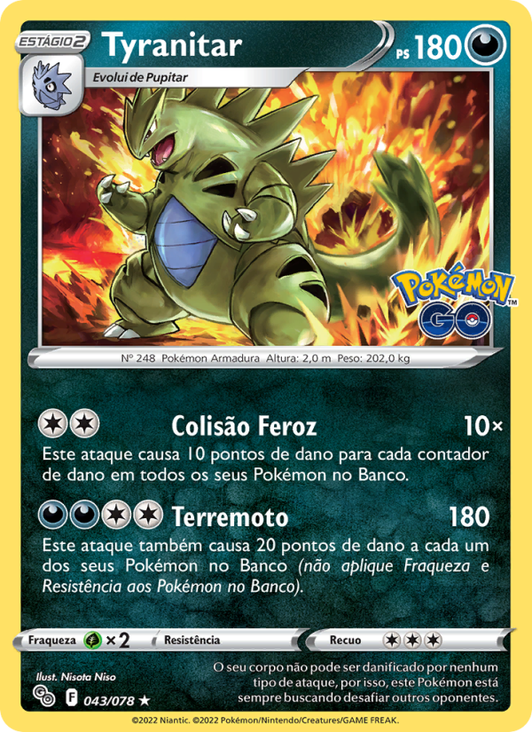 Tyranitar 043 — Pokémon GO (Portuguese Pokémon TCG card)