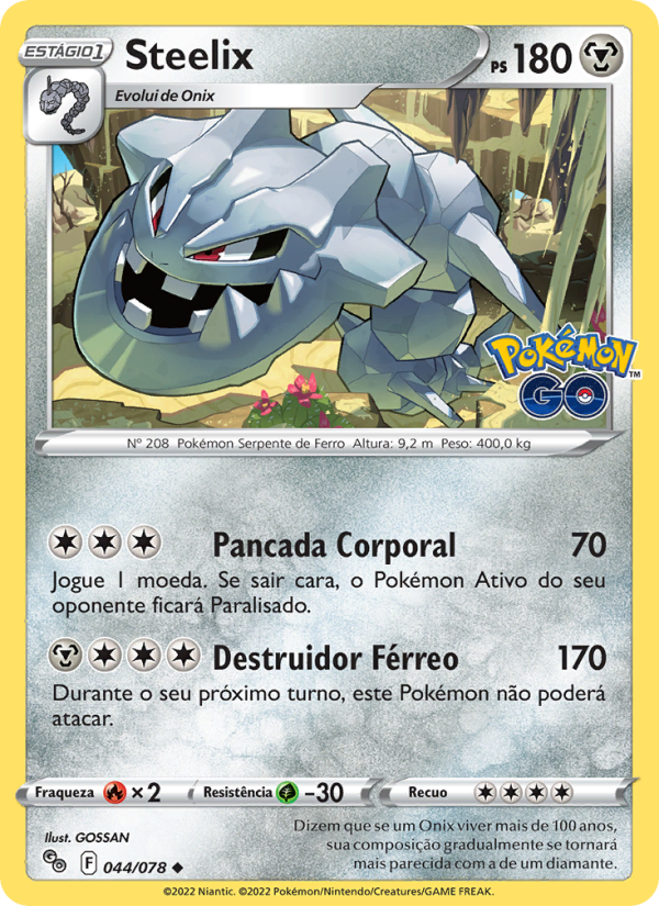 Steelix 044 — Pokémon GO (Portuguese Pokémon TCG card)