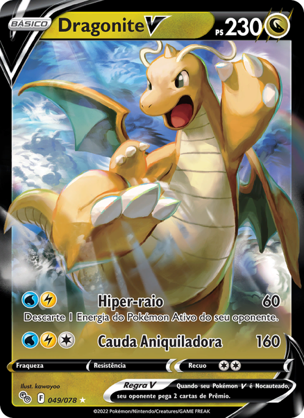 Dragonite V 049 — Pokémon GO (Portuguese Pokémon TCG card)