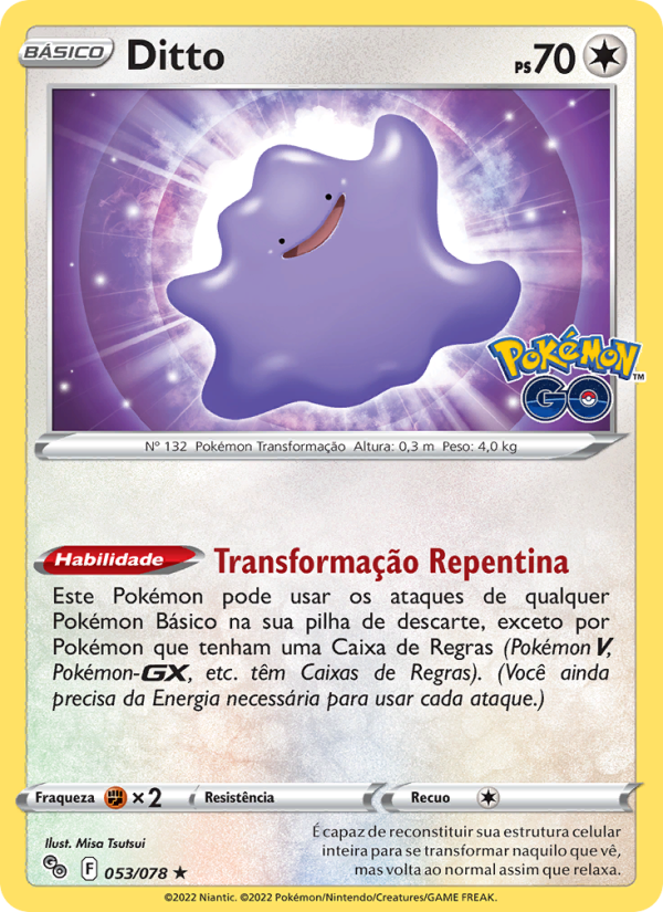 Ditto 053 — Pokémon GO (Portuguese Pokémon TCG card)