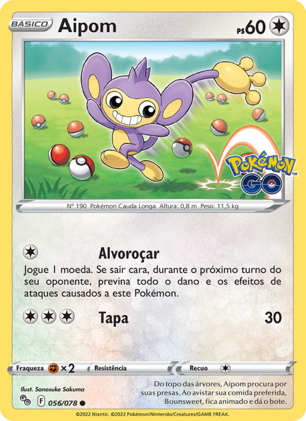 Aipom 056 — Pokémon GO (Portuguese Pokémon TCG card)