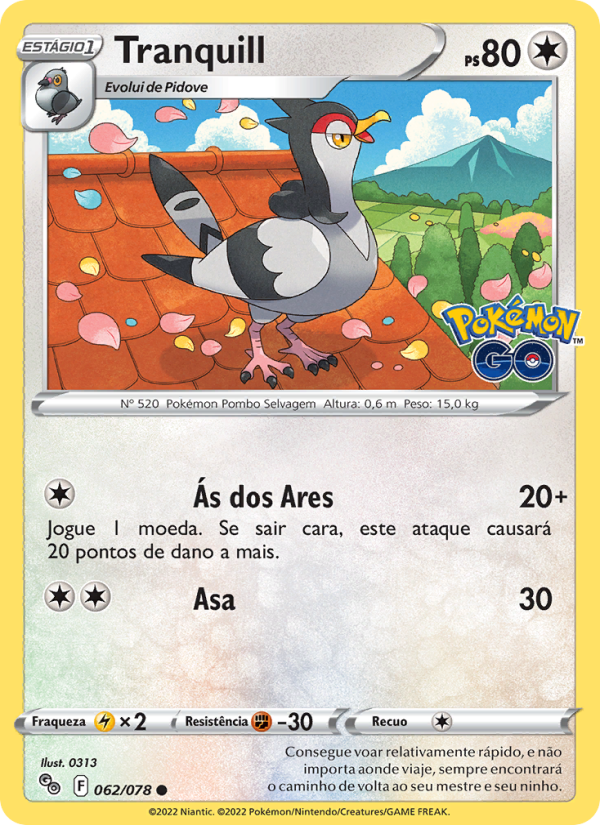 Tranquill 062 — Pokémon GO (Portuguese Pokémon TCG card)