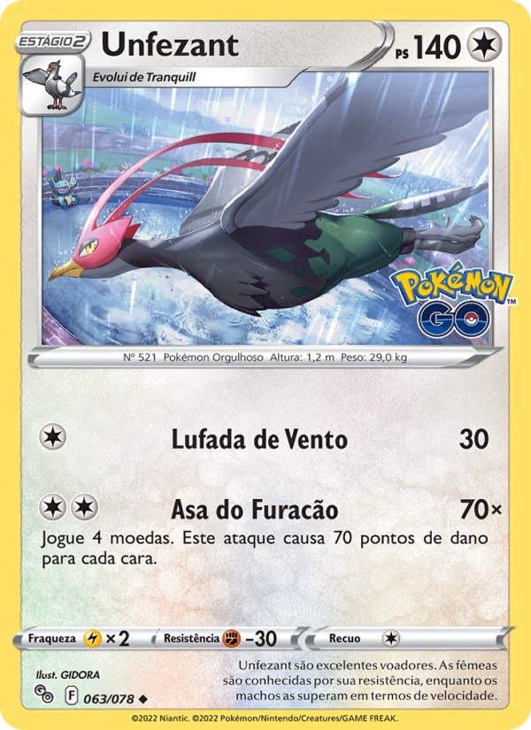 Unfezant 063 — Pokémon GO (Portuguese Pokémon TCG card)