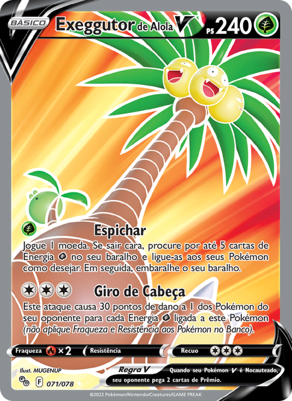 Exeggutor de Alola V 071 — Pokémon GO (Portuguese Pokémon TCG card)