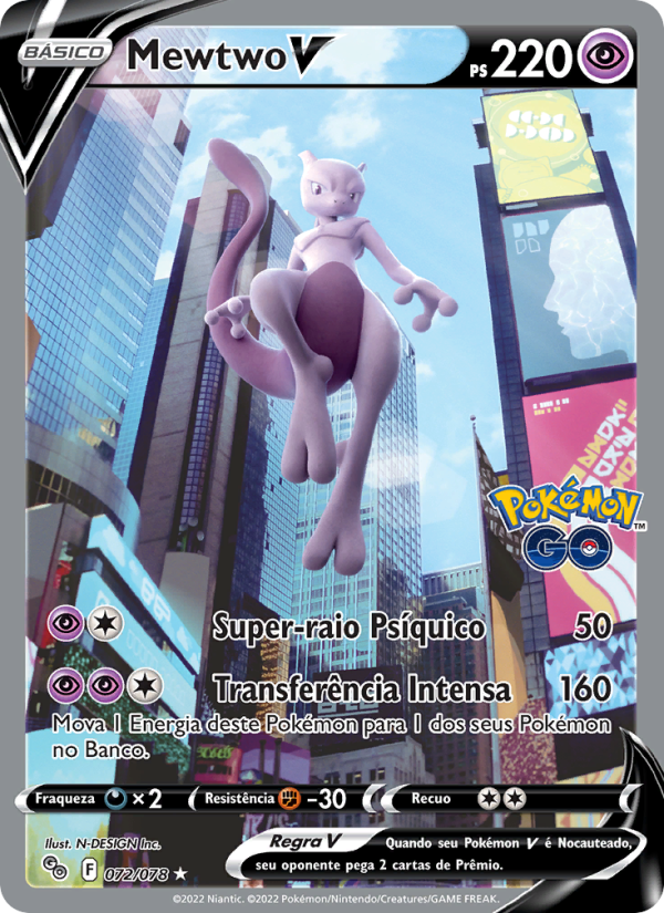 Mewtwo V 072 — Pokémon GO (Portuguese Pokémon TCG card)