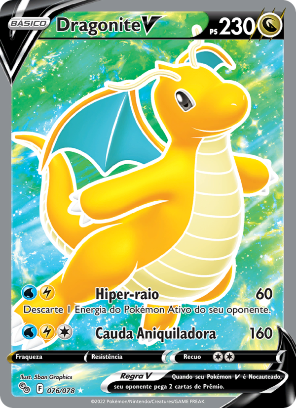 Dragonite V 076 — Pokémon GO (Portuguese Pokémon TCG card)