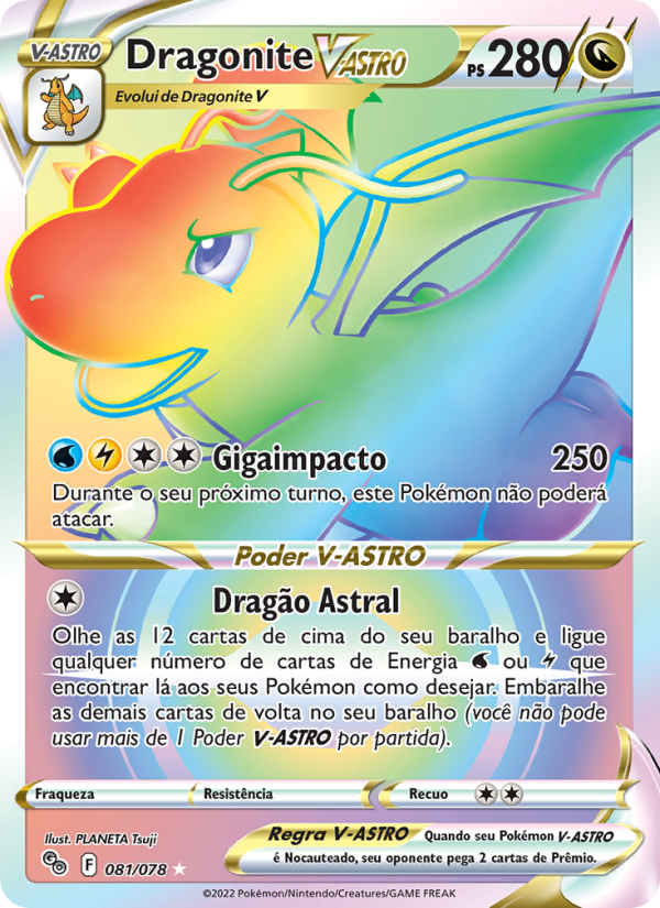 Dragonite V-ASTRO 081 — Pokémon GO (Portuguese Pokémon TCG card)