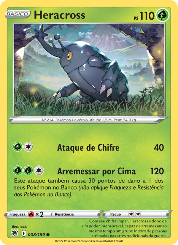 Heracross 008 — Estrelas Radiantes (Portuguese Pokémon TCG card)