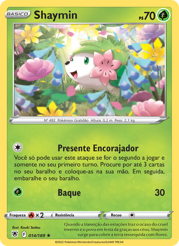 Shaymin 014 — Estrelas Radiantes (Portuguese Pokémon TCG card)