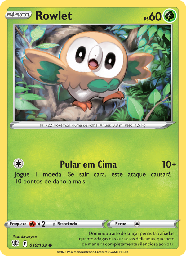 Rowlet 019 — Estrelas Radiantes (Portuguese Pokémon TCG card)