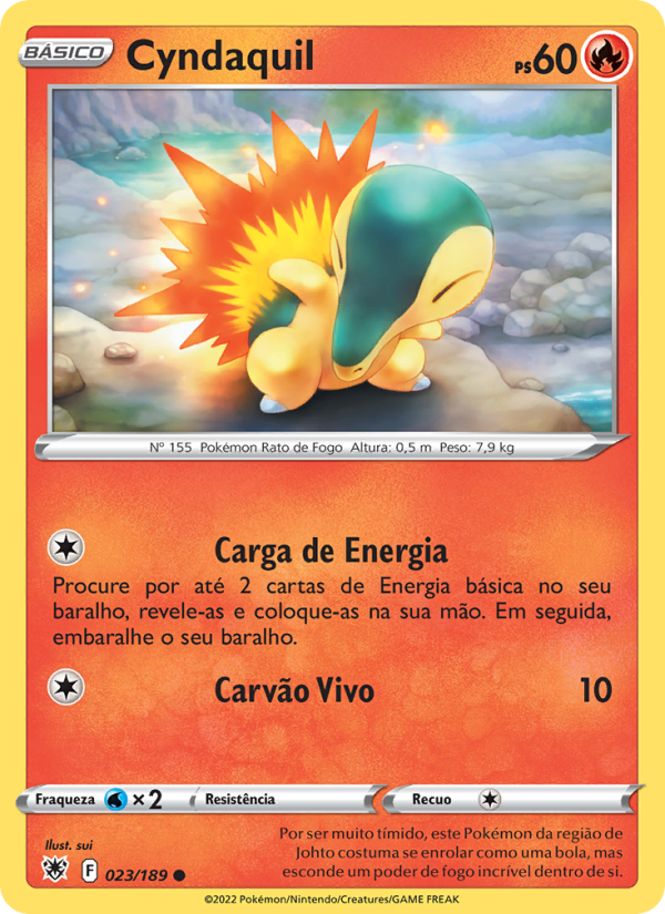 Cyndaquil 023 — Estrelas Radiantes (Portuguese Pokémon TCG card)
