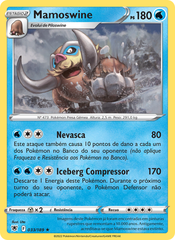 Mamoswine 033 — Estrelas Radiantes (Portuguese Pokémon TCG card)