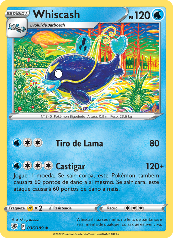 Whiscash 036 — Estrelas Radiantes (Portuguese Pokémon TCG card)