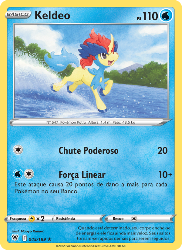 Keldeo 045 — Estrelas Radiantes (Portuguese Pokémon TCG card)