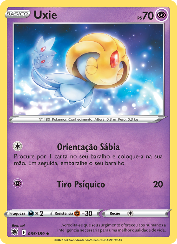 Uxie 065 — Estrelas Radiantes (Portuguese Pokémon TCG card)