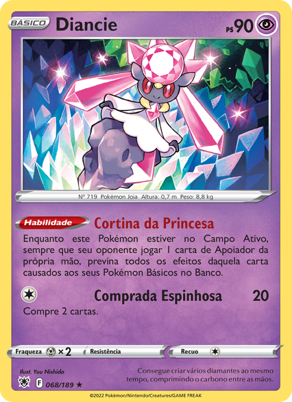 Diancie 068 — Estrelas Radiantes (Portuguese Pokémon TCG card)