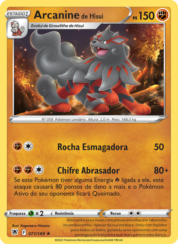 Arcanine de Hisui 071 — Estrelas Radiantes (Portuguese Pokémon TCG card)