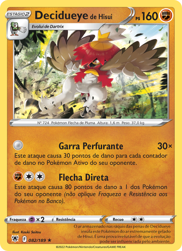 Decidueye de Hisui 082 — Estrelas Radiantes (Portuguese Pokémon TCG card)