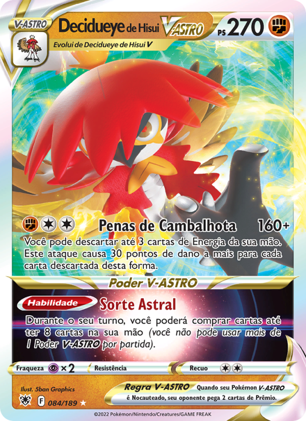 Decidueye de Hisui V-ASTRO 084 — Estrelas Radiantes (Portuguese Pokémon TCG card)