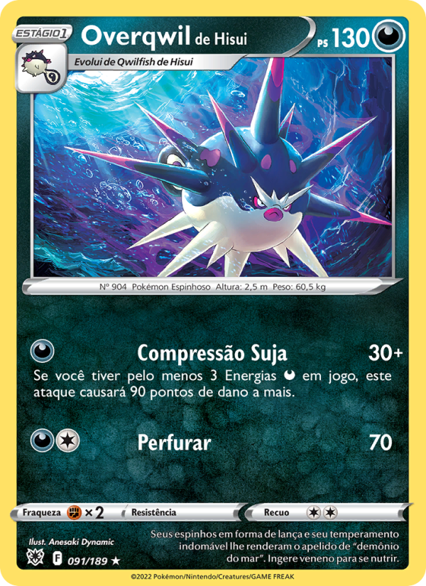Overqwil de Hisui 091 — Estrelas Radiantes (Portuguese Pokémon TCG card)
