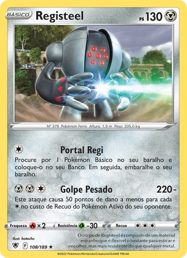 Registeel 108 — Estrelas Radiantes (Portuguese Pokémon TCG card)