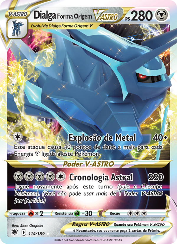 Dialga Forma Origem V-ASTRO 114 — Estrelas Radiantes (Portuguese Pokémon TCG card)