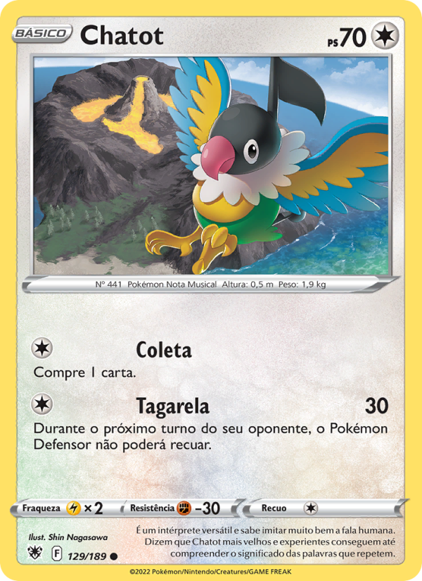 Chatot 129 — Estrelas Radiantes (Portuguese Pokémon TCG card)