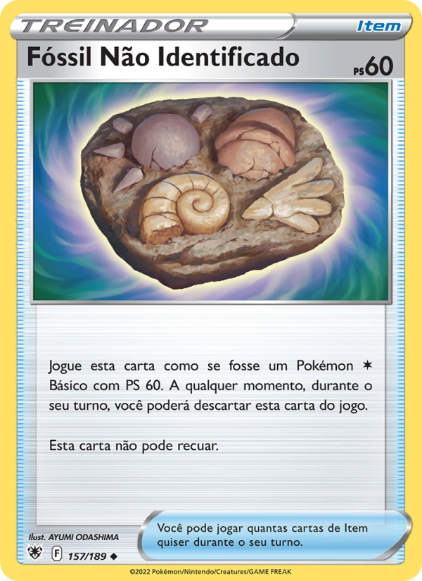 Fóssil Não Identificado 157 — Estrelas Radiantes (Portuguese Pokémon TCG card)
