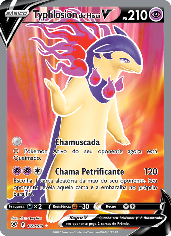 Typhlosion de Hisui V 169 — Estrelas Radiantes (Portuguese Pokémon TCG card)