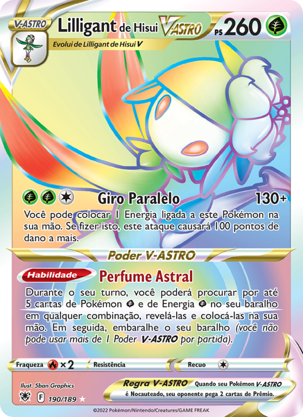 Lilligant de Hisui V-ASTRO 190 — Estrelas Radiantes (Portuguese Pokémon TCG card)