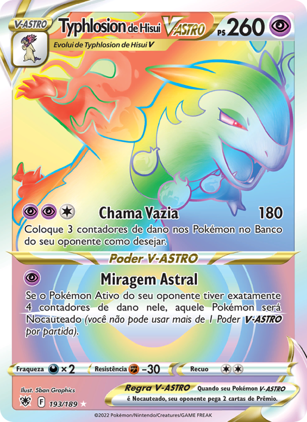 Typhlosion de Hisui V-ASTRO 193 — Estrelas Radiantes (Portuguese Pokémon TCG card)