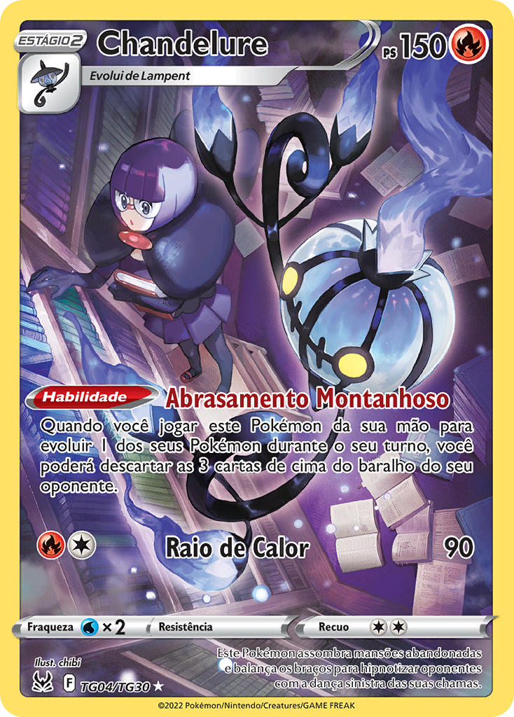 Chandelure TG04 — Origem Perdida Galeria de Treinador (Portuguese Pokémon TCG card)
