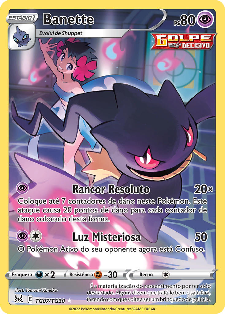 Banette TG07 — Origem Perdida Galeria de Treinador (Portuguese Pokémon TCG card)