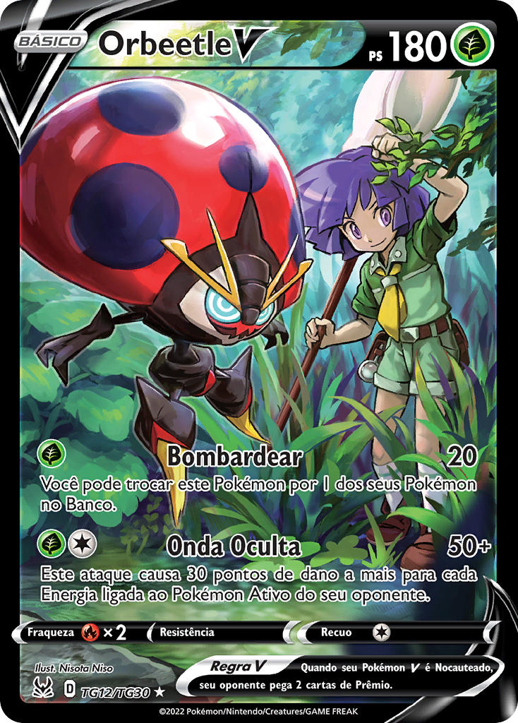 Orbeetle V TG12 — Origem Perdida Galeria de Treinador (Portuguese Pokémon TCG card)
