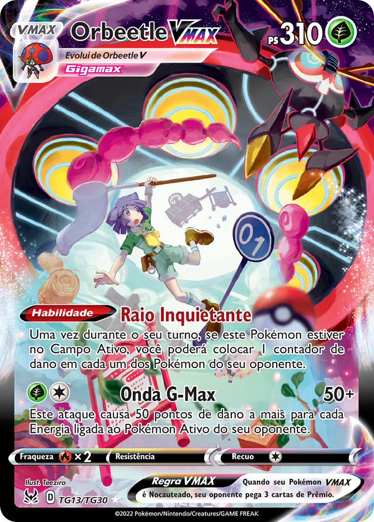 Orbeetle VMAX TG13 — Origem Perdida Galeria de Treinador (Portuguese Pokémon TCG card)