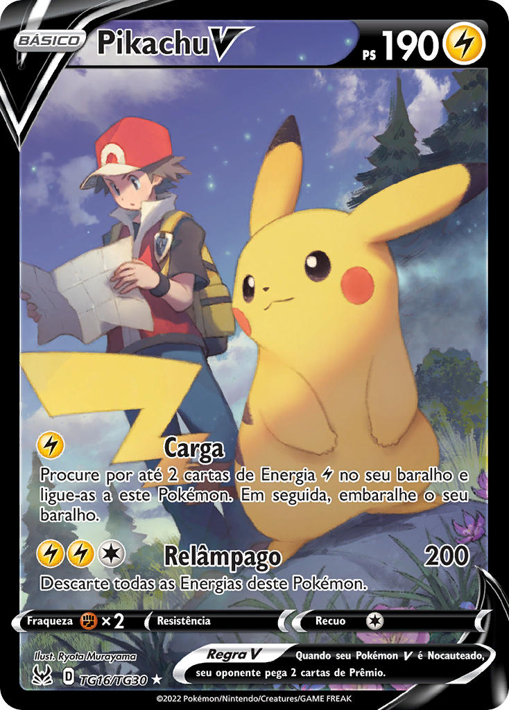 Pikachu V TG16 — Origem Perdida Galeria de Treinador (Portuguese Pokémon TCG card)