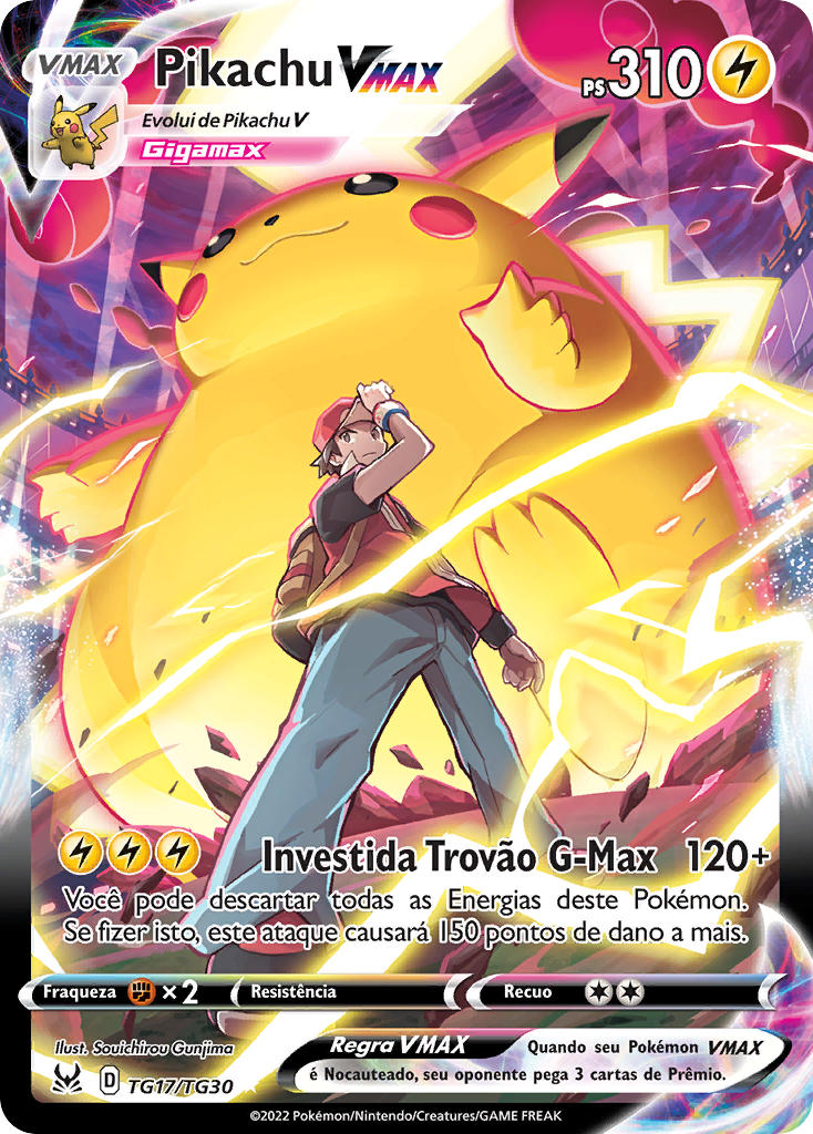 Pikachu VMAX TG17 — Origem Perdida Galeria de Treinador (Portuguese Pokémon TCG card)