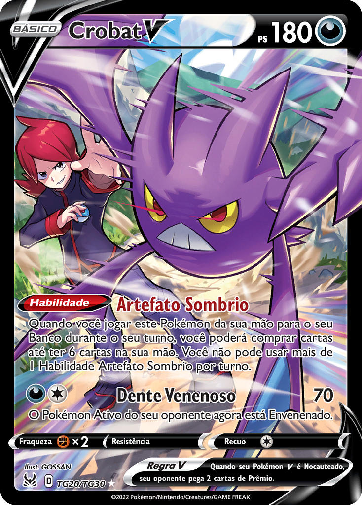 Crobat V TG20 — Origem Perdida Galeria de Treinador (Portuguese Pokémon TCG card)