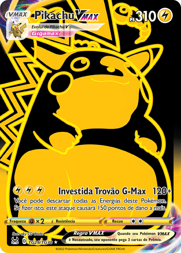Pikachu VMAX TG29 — Origem Perdida Galeria de Treinador (Portuguese Pokémon TCG card)
