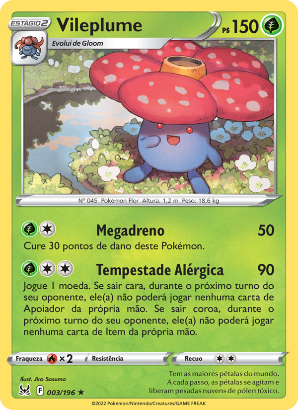 Vileplume 003 — Origem Perdida (Portuguese Pokémon TCG card)