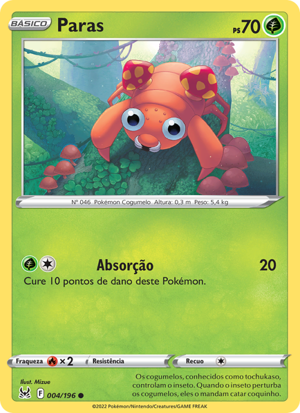 Paras 004 — Origem Perdida (Portuguese Pokémon TCG card)