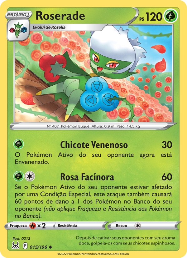 Roserade 015 — Origem Perdida (Portuguese Pokémon TCG card)