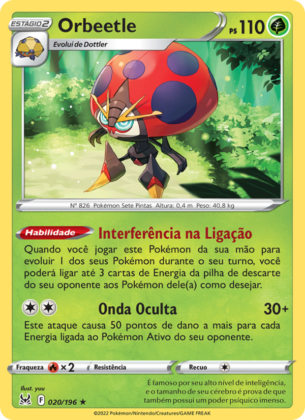 Orbeetle 020 — Origem Perdida (Portuguese Pokémon TCG card)