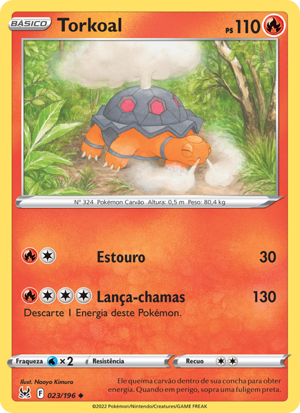 Torkoal 023 — Origem Perdida (Portuguese Pokémon TCG card)